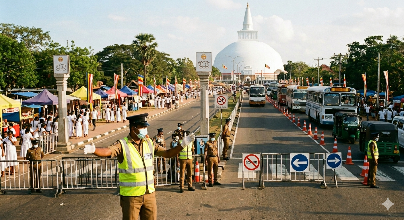 පොසොන් උත්සවයට විශේෂ ආරක්ෂක සහ රථ වාහන සැලැස්මක්