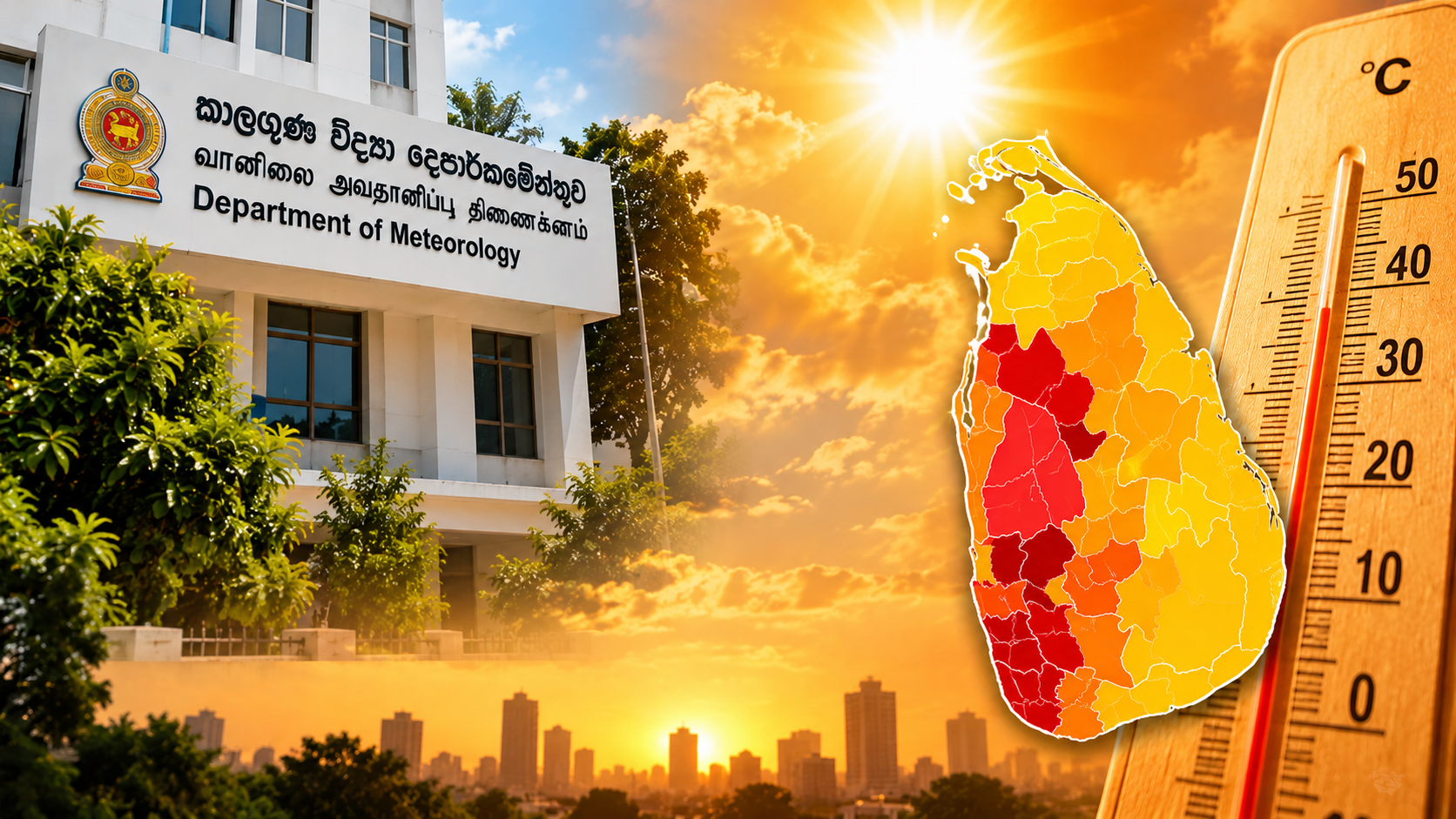 පළාත් සහ දිස්ත්‍රික්ක කිහිපයකට උණුසුම් දර්ශකය පිළිබඳ කාලගුණ විද්‍යා දෙපාර්තමේන්තුවෙන් නිවේදනයක්