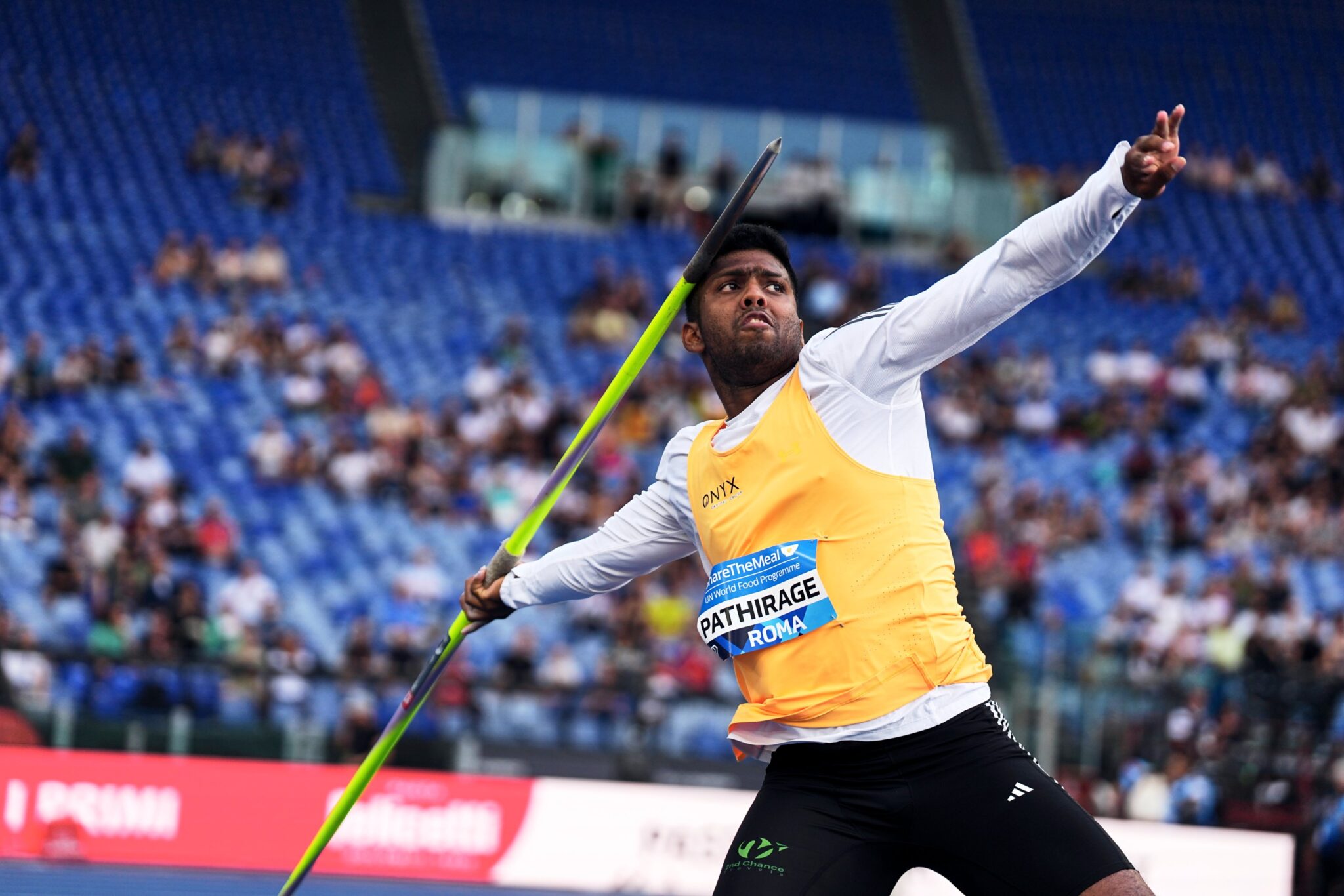 Sri Lanka’s Rumesh Tharanga has thrown the eighth-best distance of all time in the Men’s Javelin